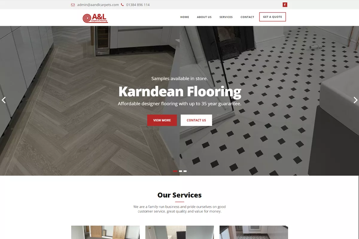 The A&L Carpets and Flooring website
